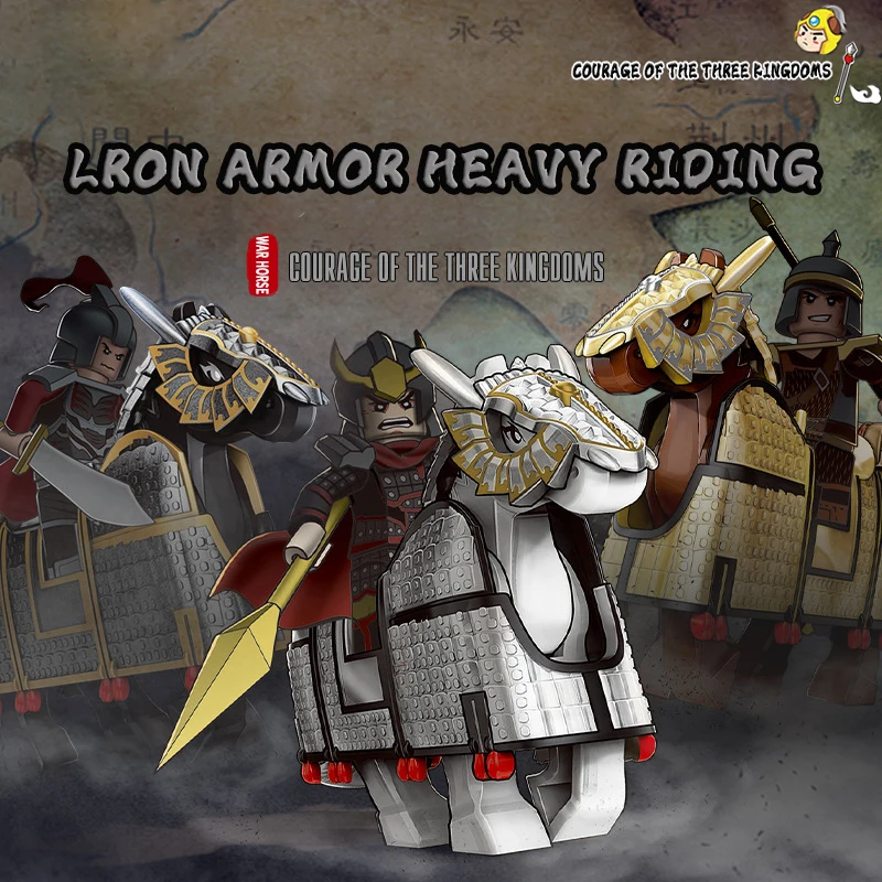 The Three Kingdoms Of Chinese History War Horse MOC Lron Armor Heavy Riding Blocks Kids Toys Diy Building Gift For Boys Girls