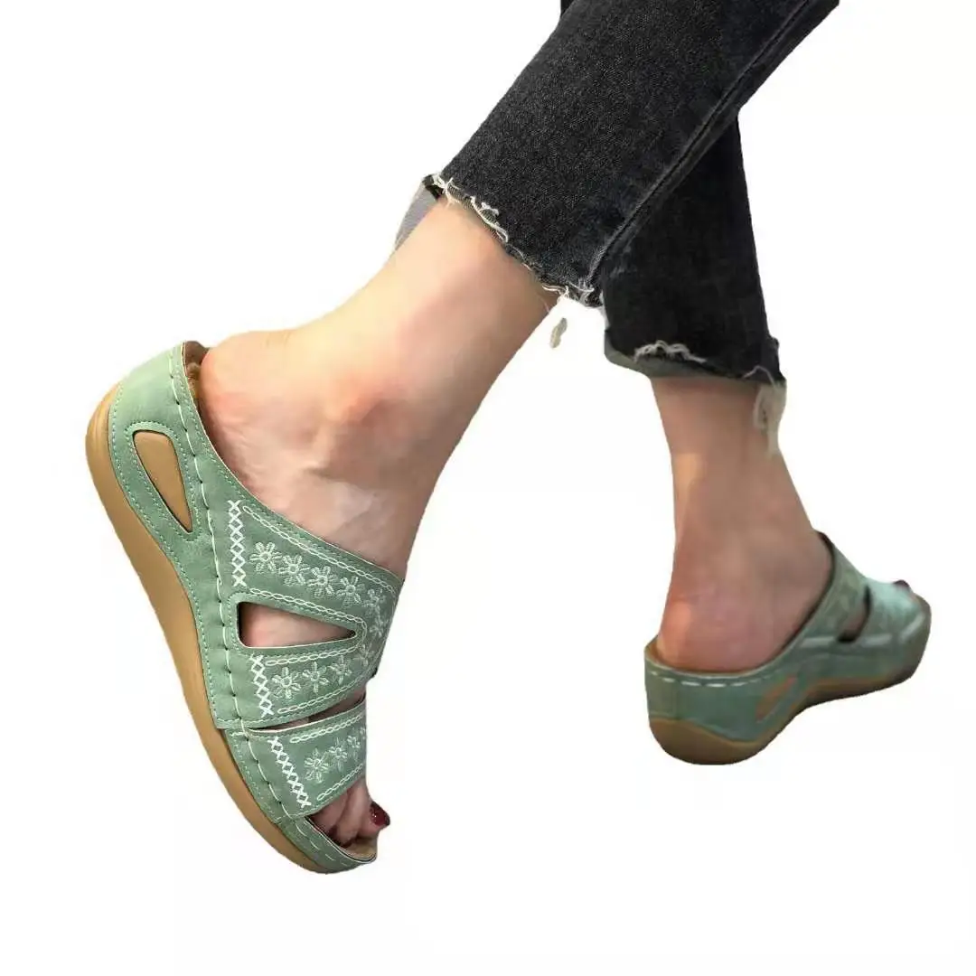 New Women Slippers Wedge Platform Large Size Orthopedics Sandals Walking Open Toe Ladies Casual Beach Shoes Women 2023