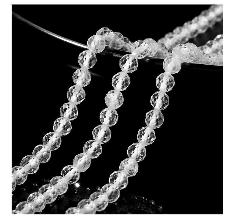 2 3 4mm facettierte Naturquarzperlen, runde lose Zwischenperlen für die Schmuckherstellung, DIY-Halsketten- und Armbandzubehör, 15 Zoll. – Detail 5
