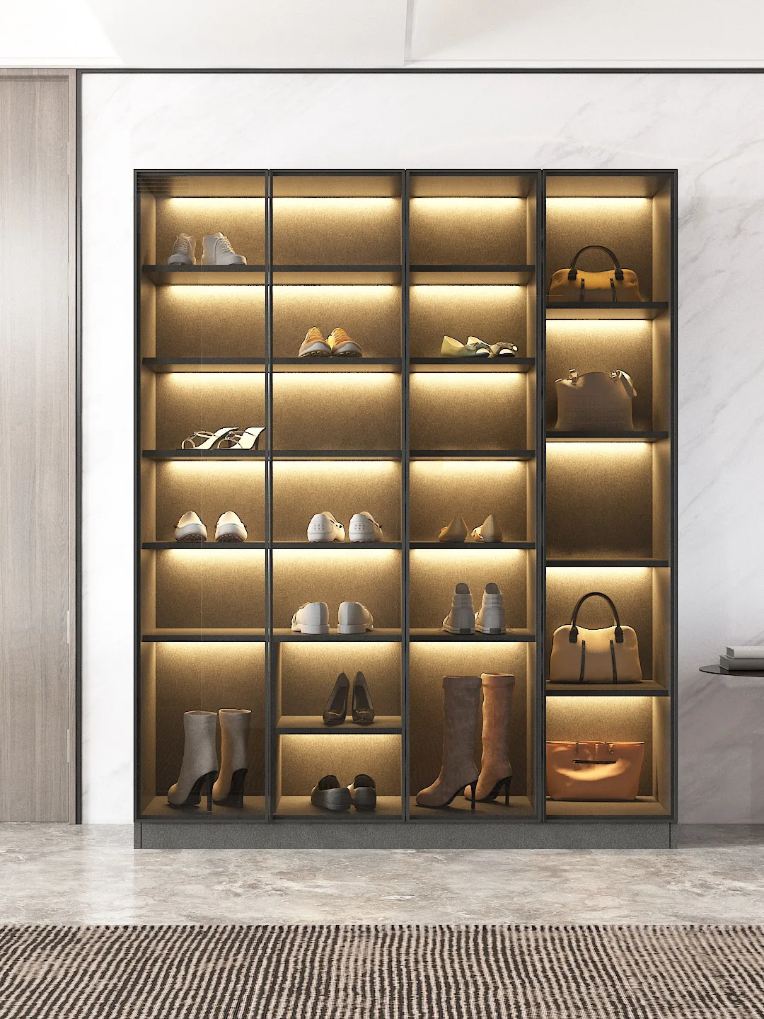 Shoe Cabinet Storage Large Capacity Home Doorway Balcony Storage Vertical Multi-Layer Lobby High Cabinet Solid Wood