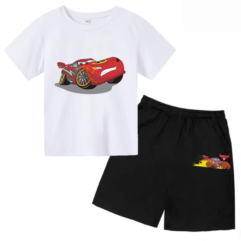 Kids T shirt Car Pixar Lightning McQueen Cartoon Graphic Baby Girls Clothes Cotton Boys T-Shirts Summer Children T-Shirt Set