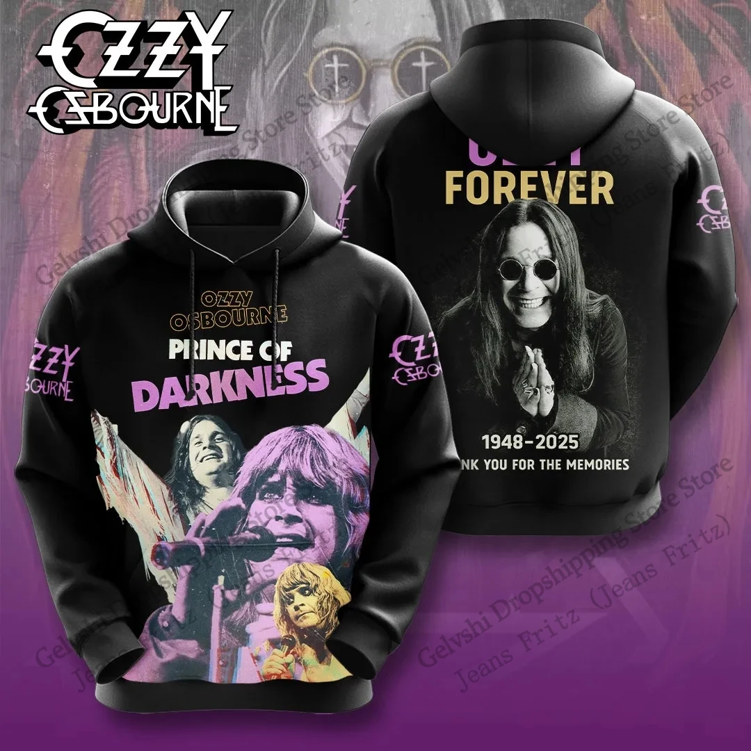 2025 جديد روك باند Ozzy Osbourne ثلاثية الأبعاد طباعة هوديس الرجال النساء موضة المتضخم هوديي البلوز للجنسين معطف الرجال هوديي الهيب هوب