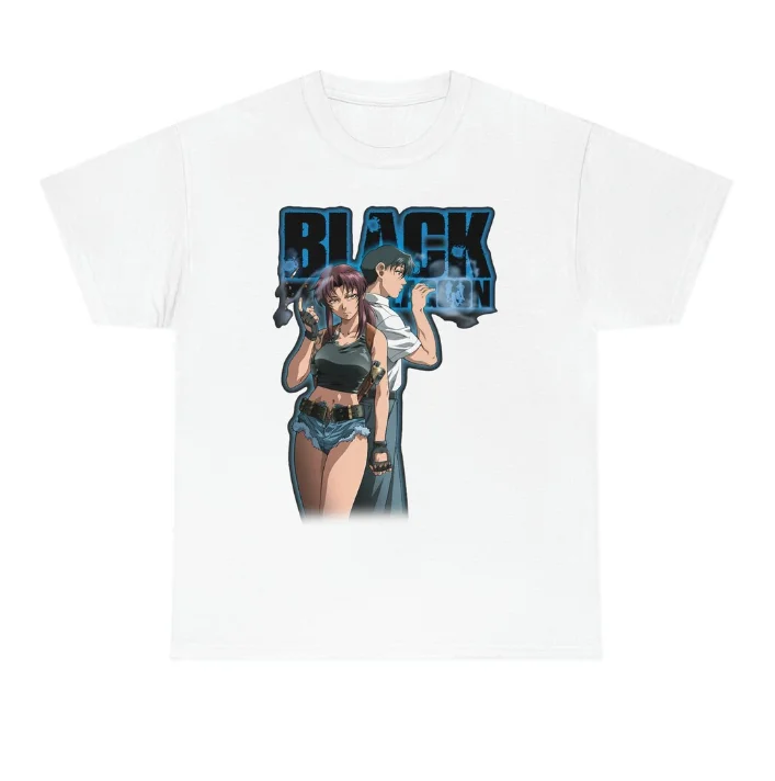 Japanese Anime Black Lagoon T shirt Revy Graphic Printed Vintage Short Sleeve Top Men Women Crew Neck Large Size T shirt