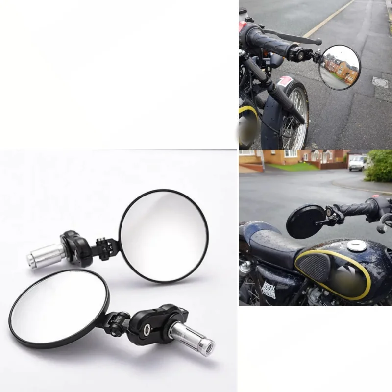 

7/8" A Pair Foldable Motorbike Bar End Rearview Mirrors Black Handlebars Left Right Aluminum Alloy Motorcycle Bike Accessories