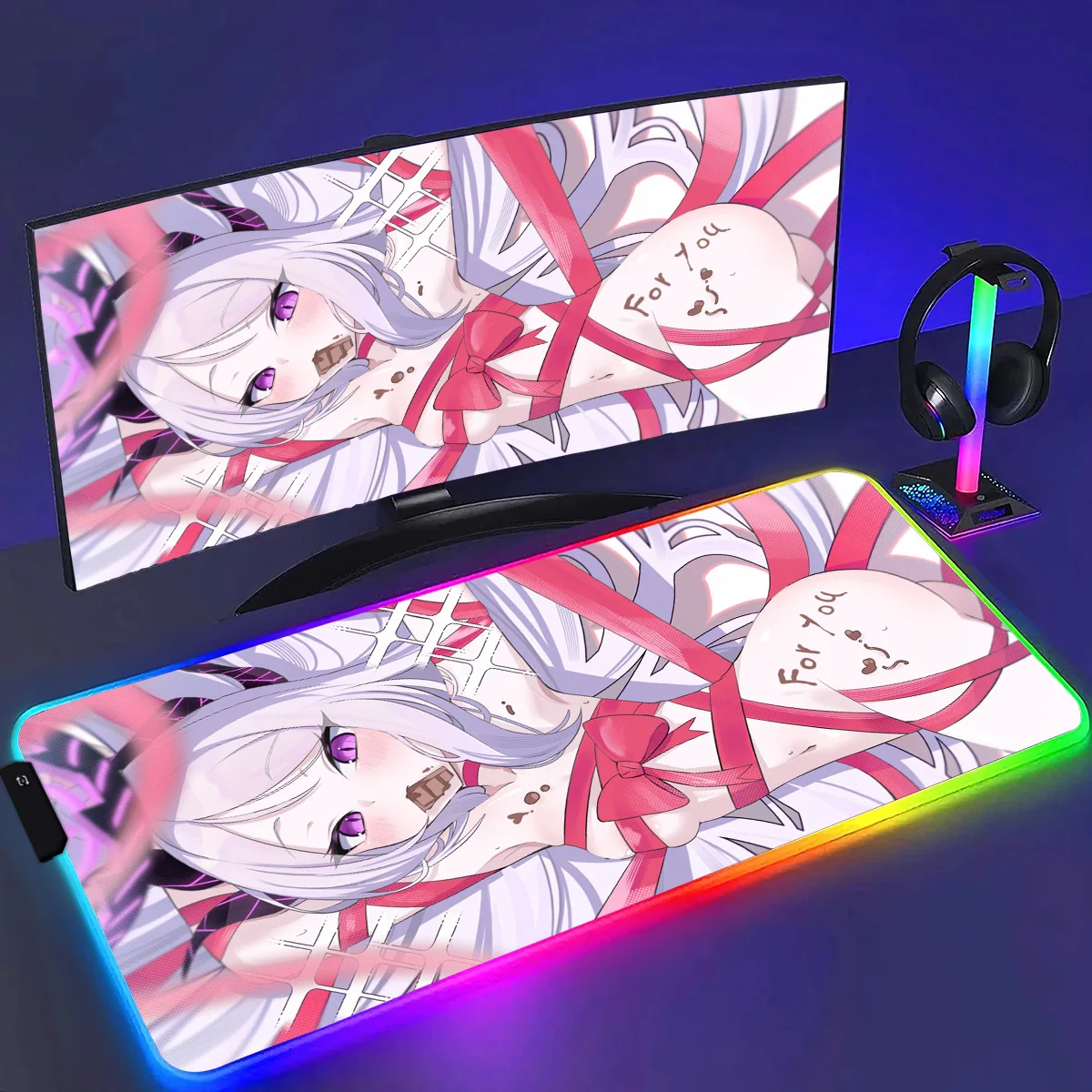 RGB HD Ryuuge Kisaki Blauw Archief Spel Muismat Groot Toetsenbord Bureau Mat Gaming Muismat LockEdge Edge PC Computer Mat E-Sports