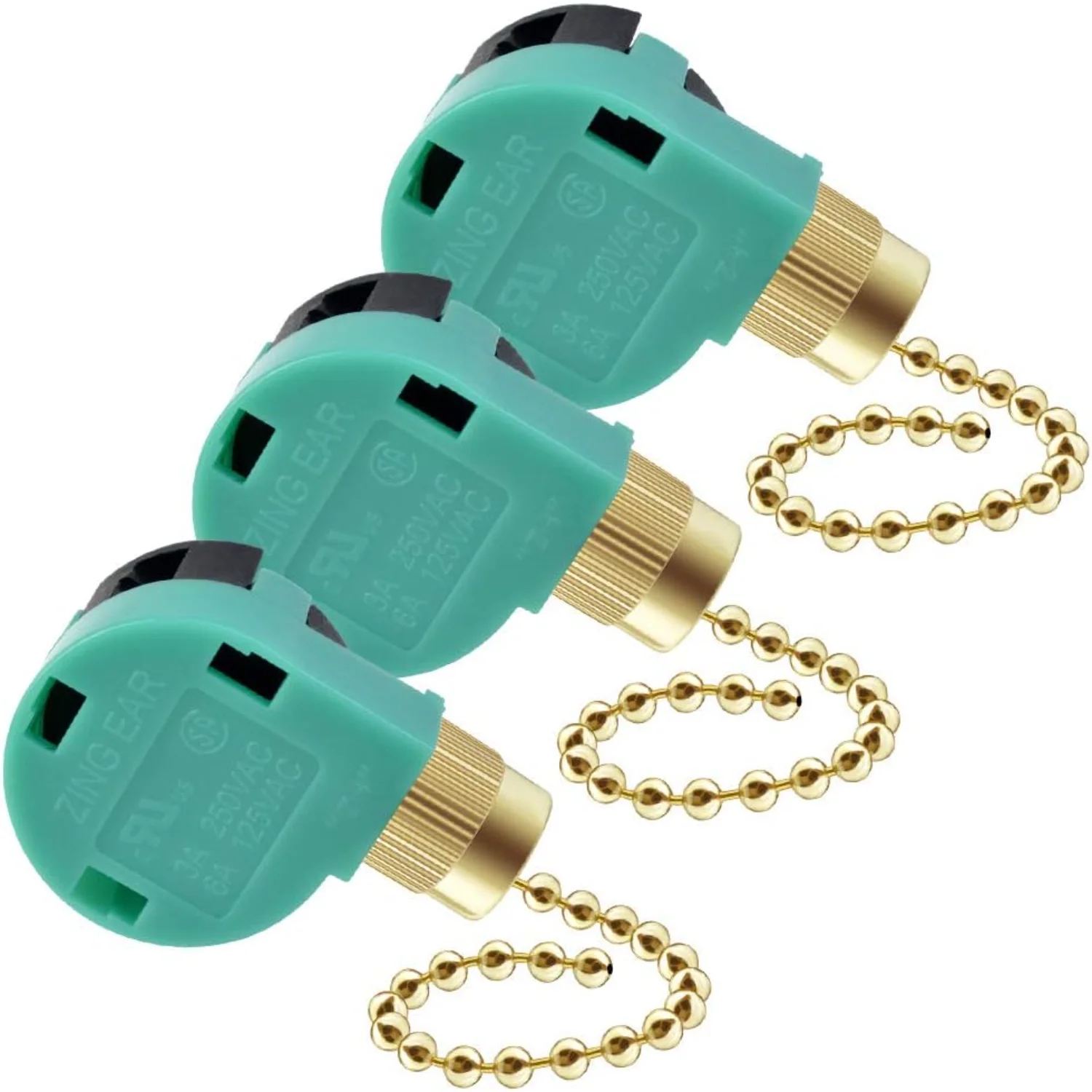 Pack Ceiling Fan Switch  Speed 4 Wire Zing Ear ZE-268S6 Fan Pull Chain Switch Replacement Speed Control Switch for Ceiling Fan L