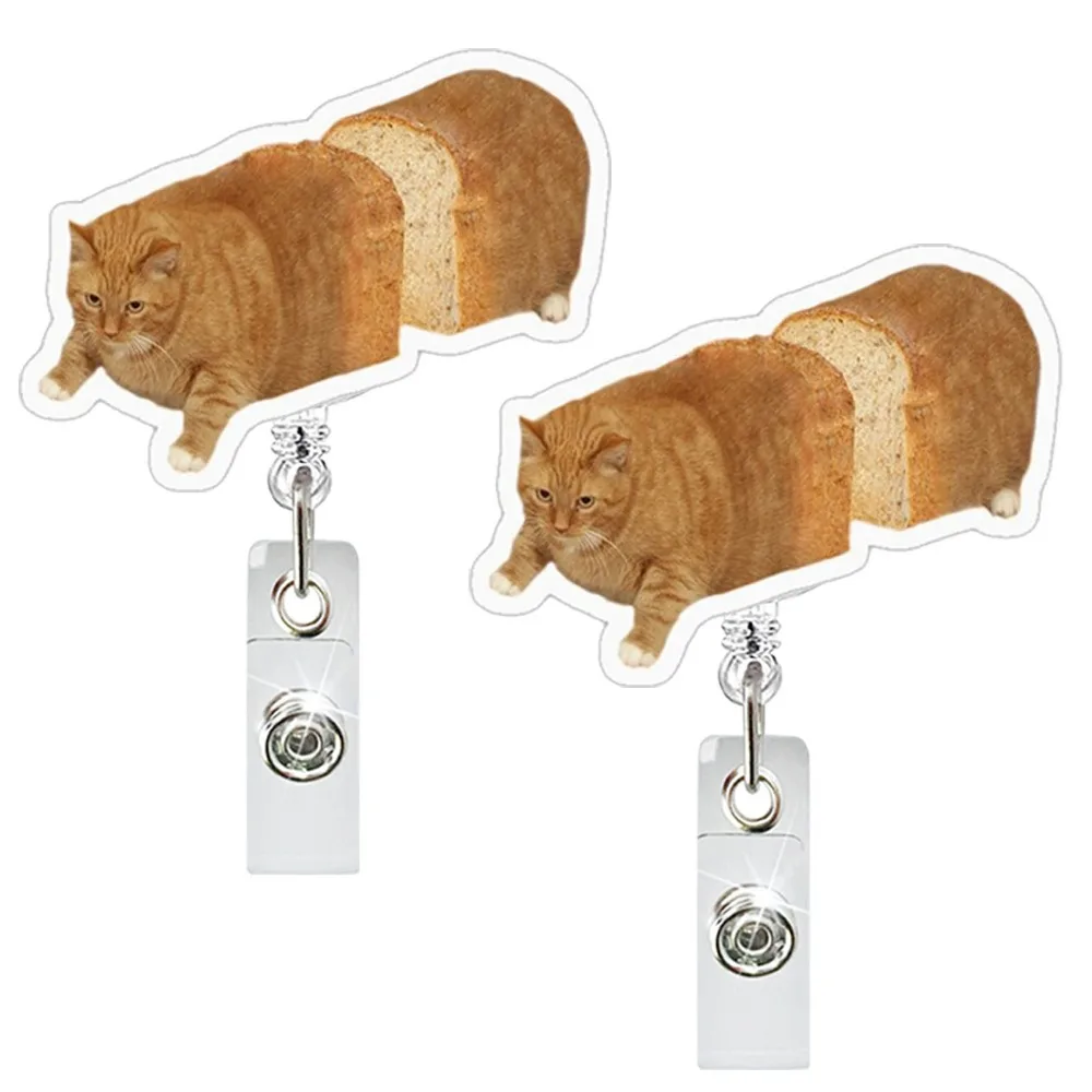 

2pcs Gift Funny Cat Keychain Portable Acrylic Cat Bag Pendant Memes Series Decorative Cute Raccoon Badge Reels Card Decor