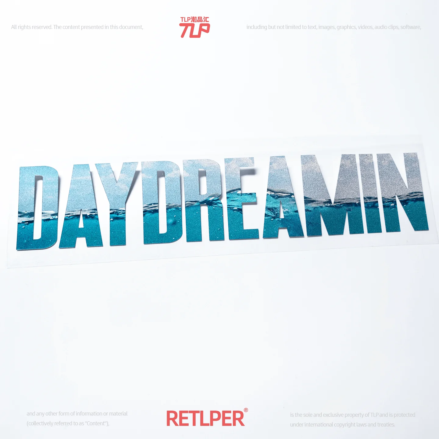 RETLPER Holle Auto Sticker Daydream Serie Camouflage Blauwe Lucht Witte Wolken Zee Water Engelse Artistieke Lettering Sticker