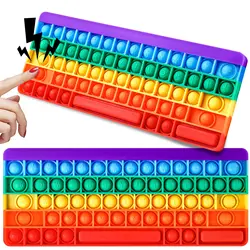 Teclado Push Bubble Fidget Sensory Toys, Rainbow Popping, silicona, juego, ansiedad y estrés, autismo, juguete para niños y Adu