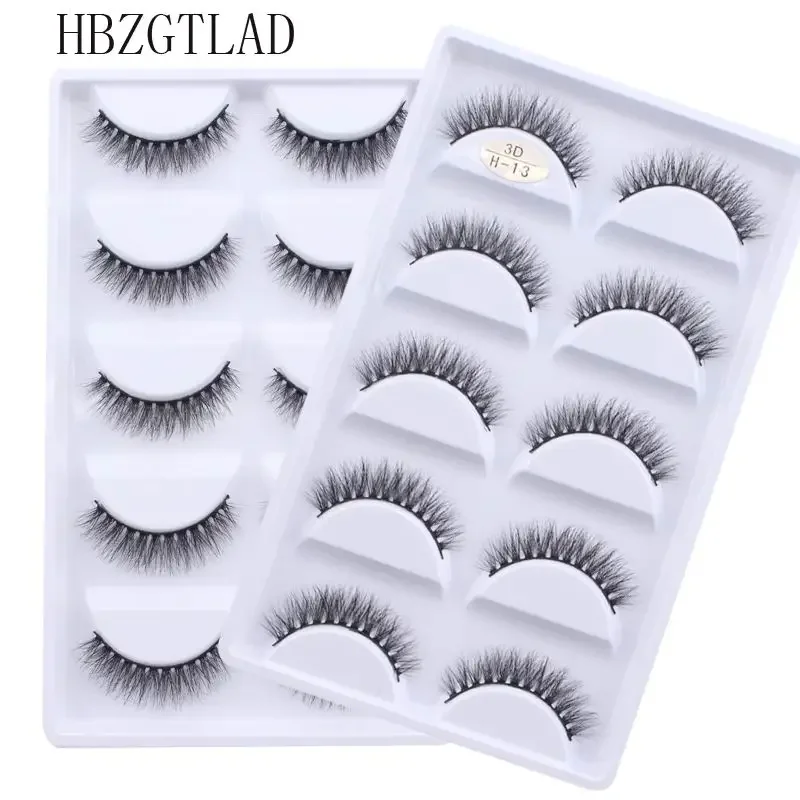 AMSNCN NEUE 5 Paar 100% Echte 3D Nerz Wimpern Weiche Natürliche Falsche Wimpern Make-Up Lange Wimpern Wimpern Verlängerung ciliosH13mini