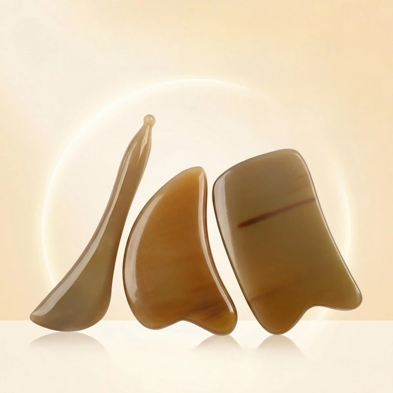 Natural Cow Horn Scraping Board, Facial and Whole Body Universal Meridian Massage, Combing and Stretching Bar for Beauty Salon