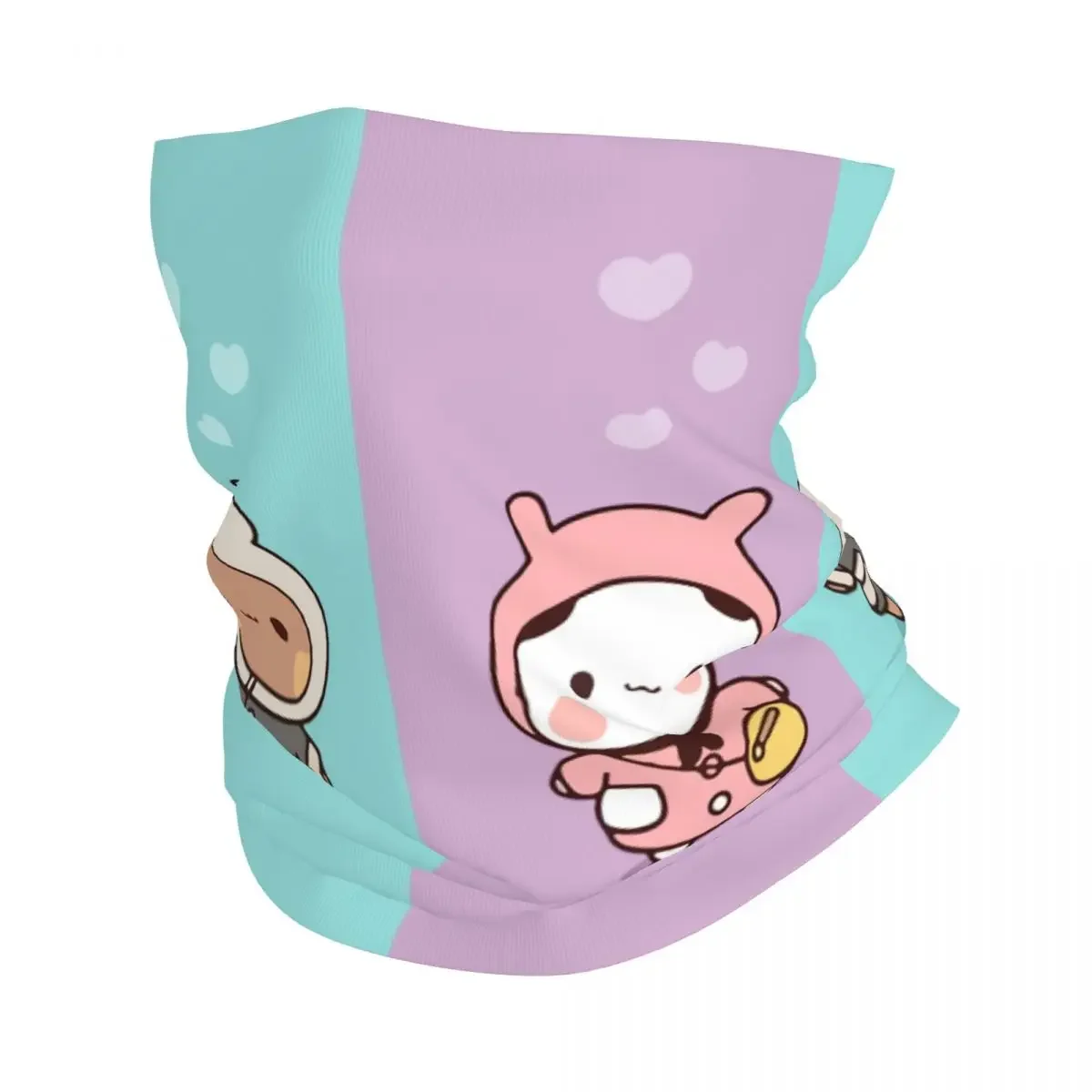

Custom Dudu Bubu Mochi Peach Cat Funny Bandana Neck Warmer Men Women Winter Ski Tube Scarf Gaiter Panda Bear Hug Face Cover