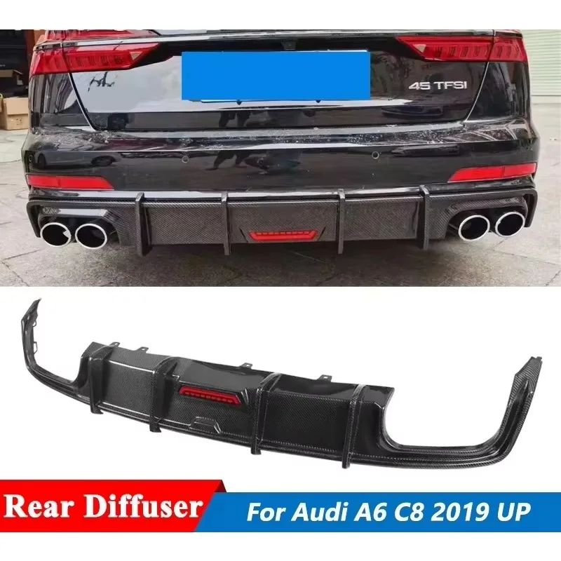Car A6 C8 Sline S6 Carbon Fiber Rear Diffuser for Audi A6 S6 C8 4 Door 2019 2020 2001 2022 2023 Rear Bumper Lower Lip Spoiler