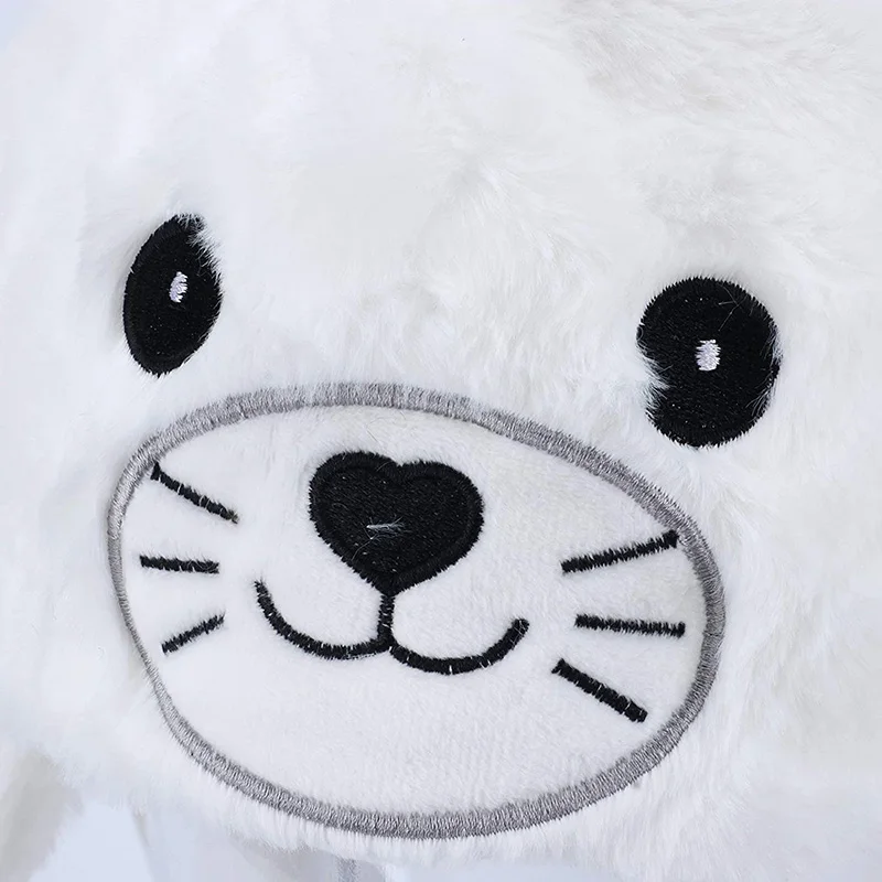 Seal Animal Ear Move Hat White Plush Bunny Ears Moving Jumping Up Toys Dress Up Funny Cosplay Party for Kids Christmas Gift