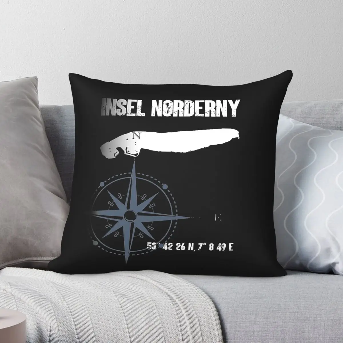 North Sea Norderney Island Coordinates Pillowcase Polyester Linen Velvet Creative Decorative Throw Pillow Case Bed Cushion Cover