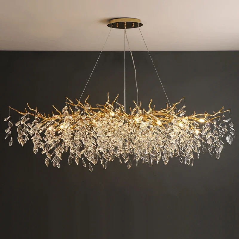 Luxury Crystal Chandeliers Living Dining Room LED Lighting Decoration Ceiling Pendant Lamp Home Villa Hanging Lights Fixture