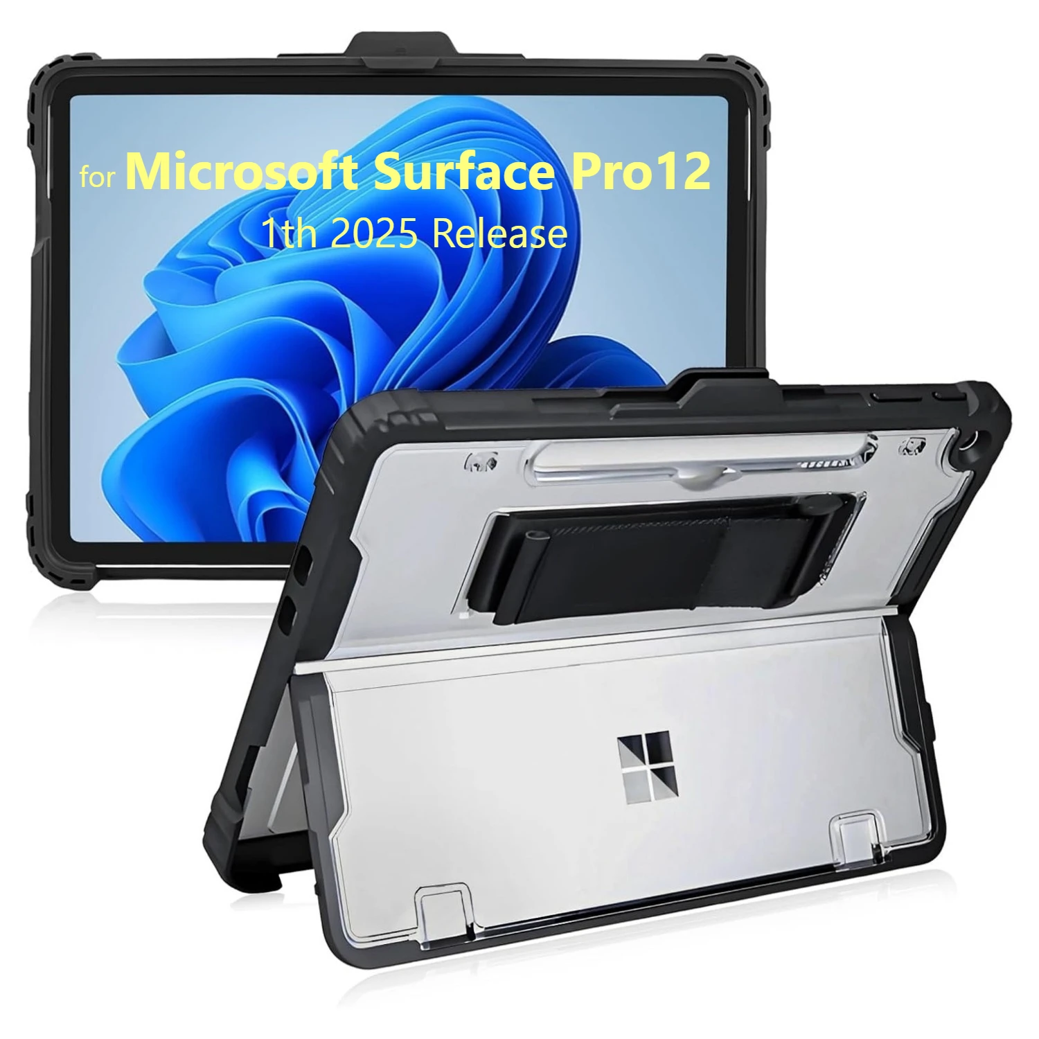 

Heavy Duty Cover for Microsoft Surface Pro 12 Inch 2025 Case Pro12 1st Edition Protective Shell with Hand Strap TPU+PC Material
