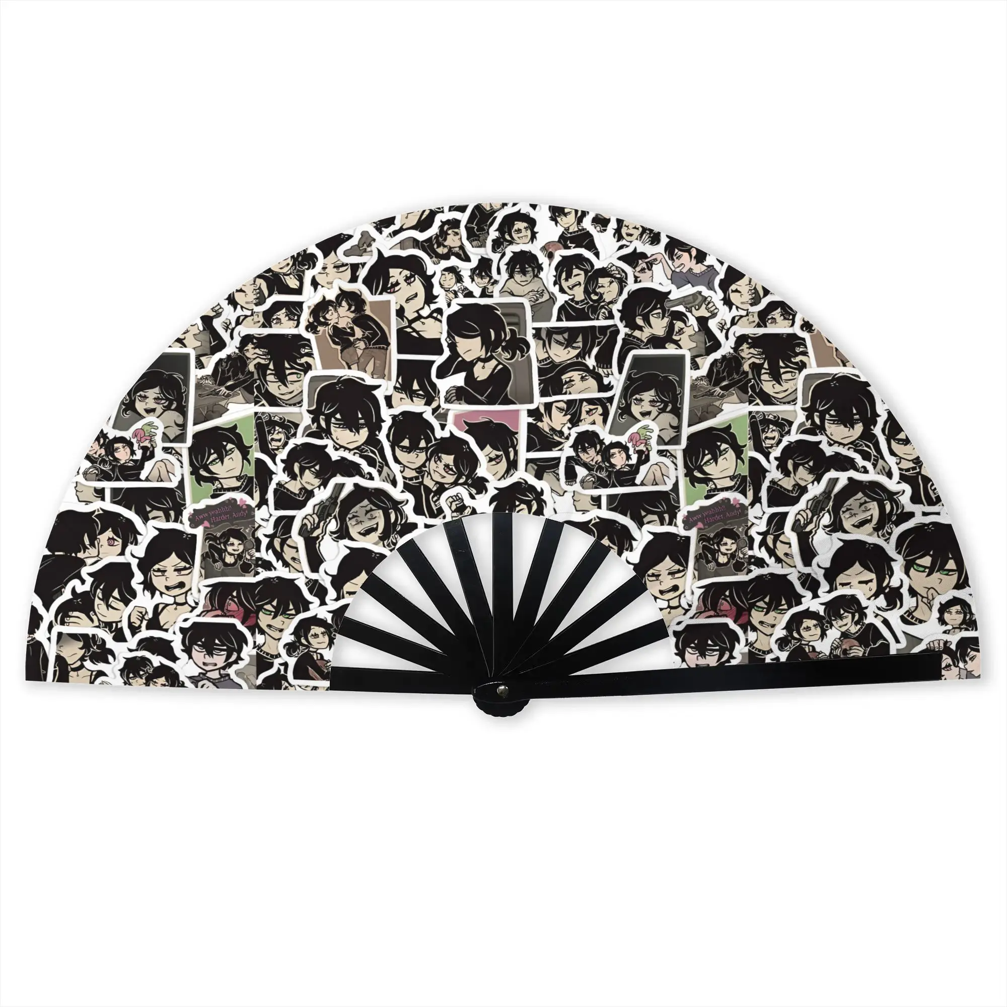 A-Andys L-Leyleys Anime Traditional Folding Fan Oriental Art Comic  High-Quality Polyester Fans Gift Elegant Decorative Hand Fan