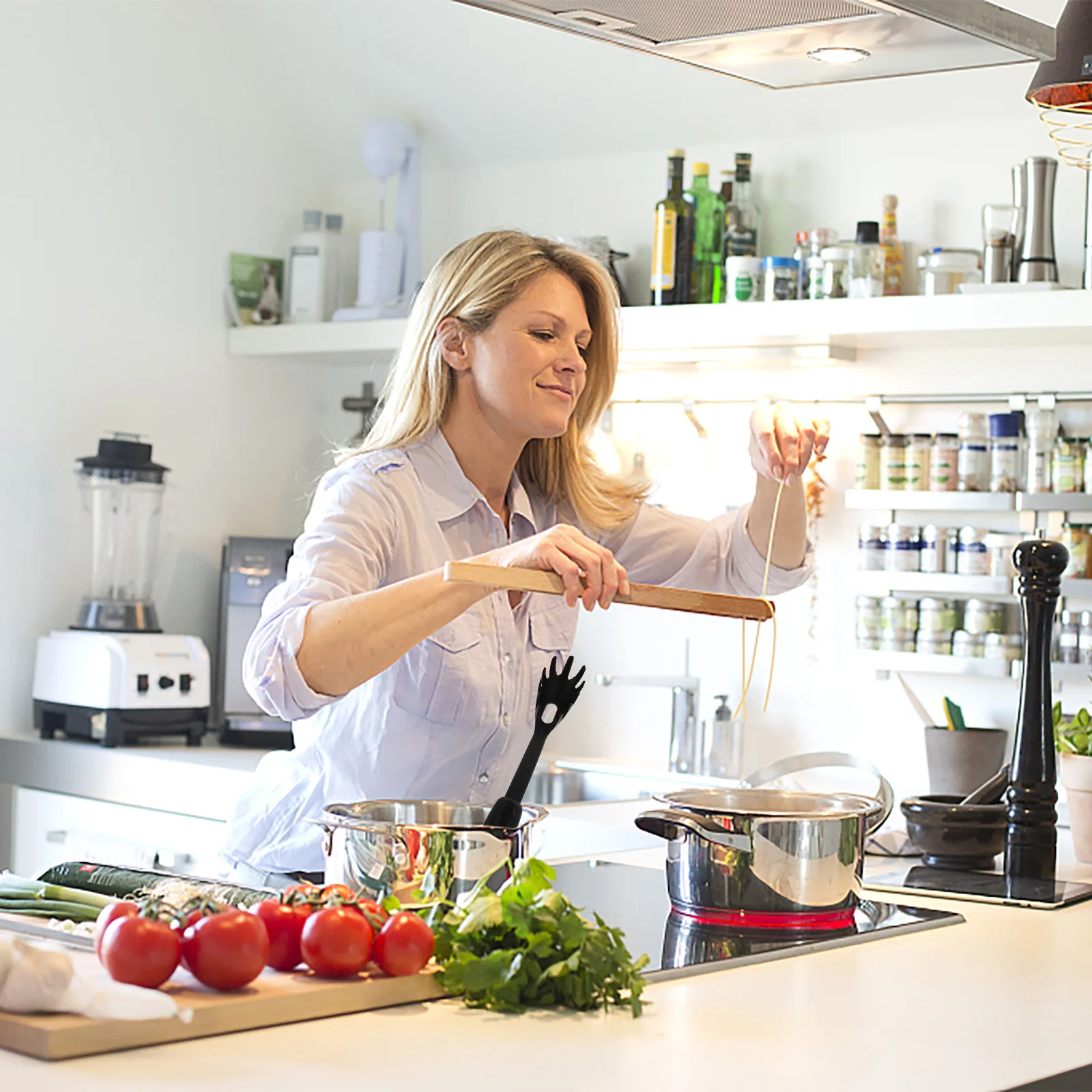 

4pcs Nylon Spaghetti Spoon Server Food Grade Noodle Strainer High Temp Resistant Non-Stick Kitchen Gadget For Pasta Colander