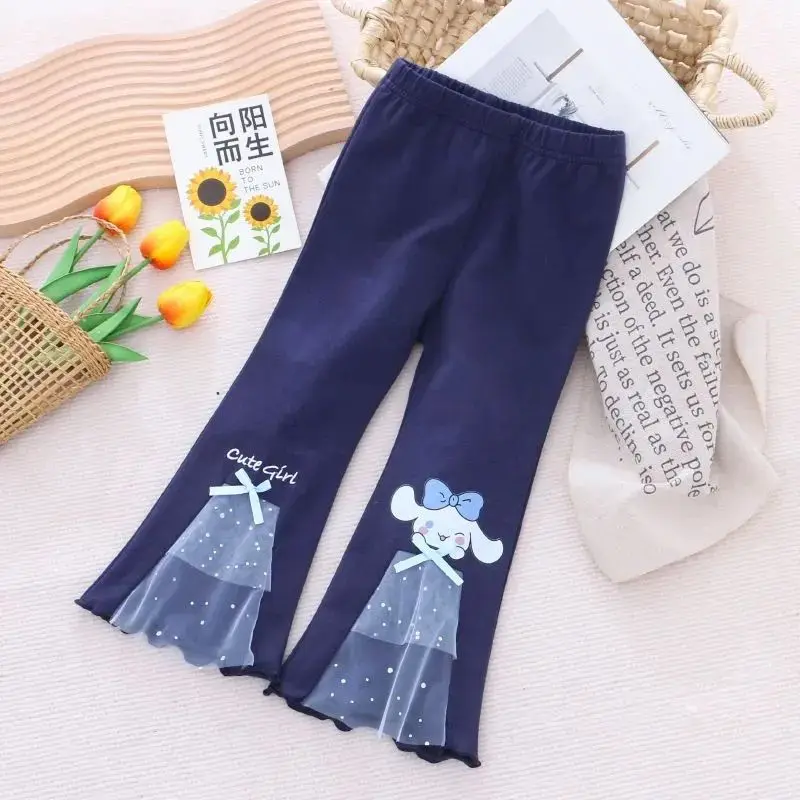 

Sanrios Casual Flag-Bottomed Pants Kuromi Cartoon Sweet Spring Trousers Children's Pants All Match Slim Comfortable Breathable