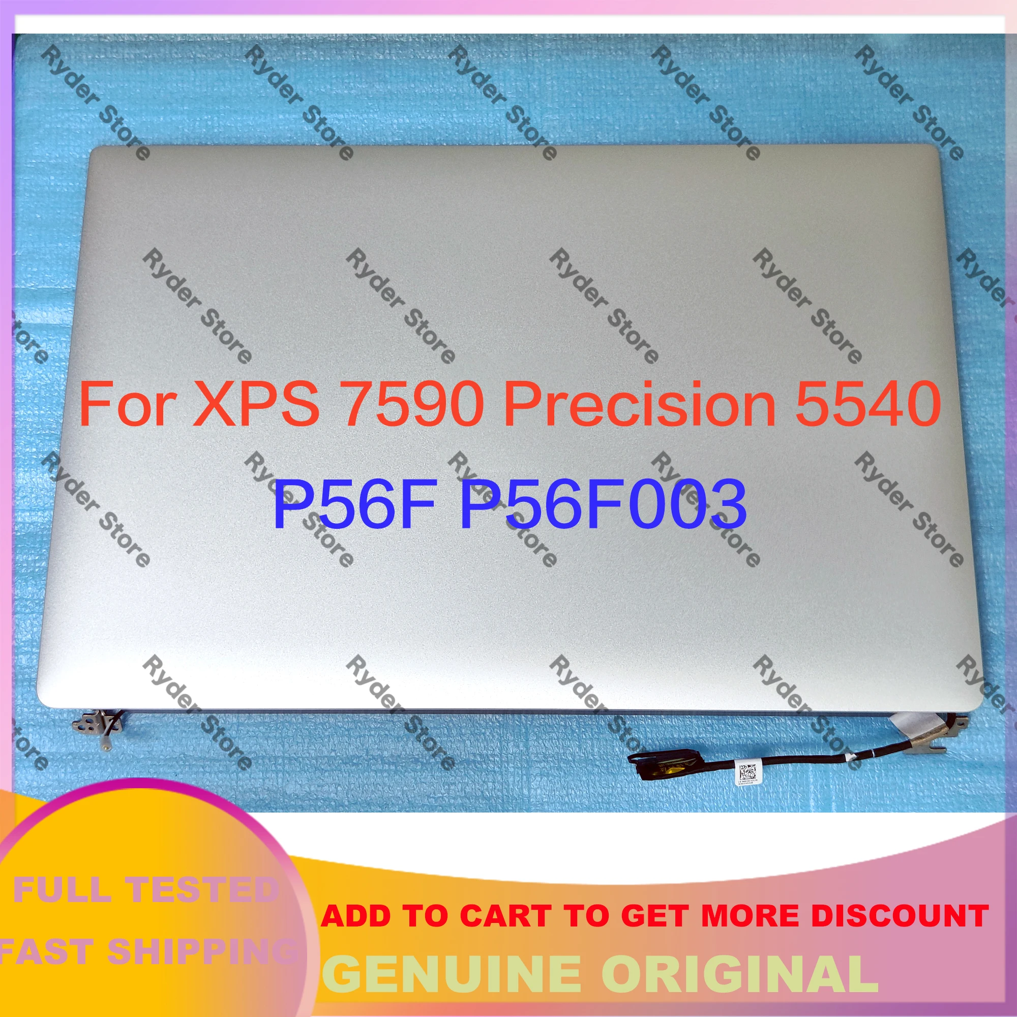 Original 15.6-inches 4K UHD OLED FHD LCD Display Touch Screen Complete Assembly Silver For Dell XPS 15 7590 P56F P56G003