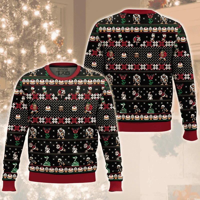 

Merry Christmas Uncle Scrooge Duck Tales Ugly Christmas Sweater Funny Holiday Party Pullover Plus Size Sweater for Men Xmas Gift