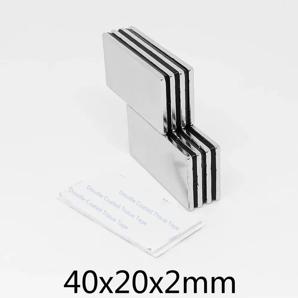 40x20x2mm Block Strong Powerful Magnets With Self - Adhesive Tape 40*20*2 Long Neodymium Magnet Sheet 20x10x2 20x10x1 30*10*1