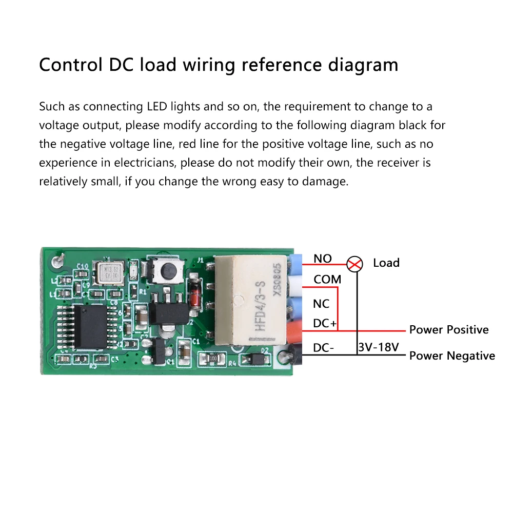 DC3V-18V Miniature Wireless Remote Control Switch Mini On/Off LED Light Small Switch Remote Wireless Remote Control 433MHz