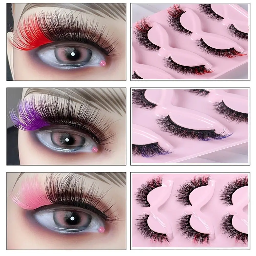 Wysokiej jakości kolorowe sztuczne rzęsy pełny pasek norek kocie oko kolorowe rzęsy grube miękkie Curl Mix sztuczne rzęsy Halloween