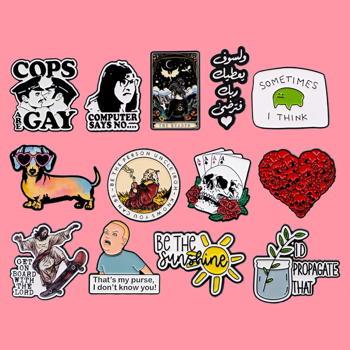 

Cartoon Animals Dog Enamel Pins Funny Quotes Skull Brooch Lapel Pin Badge on Backpack Clothing Accessories Fashion Jewelry Gifts