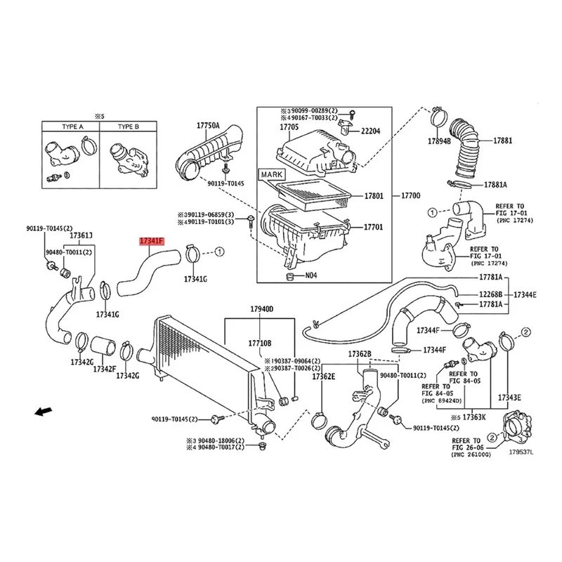 

AU28-17341-0E021/17341-0E02 Charge Air Cooler Intake Hose Car Turbocharged Air Filter Hose Intercooler Pipe