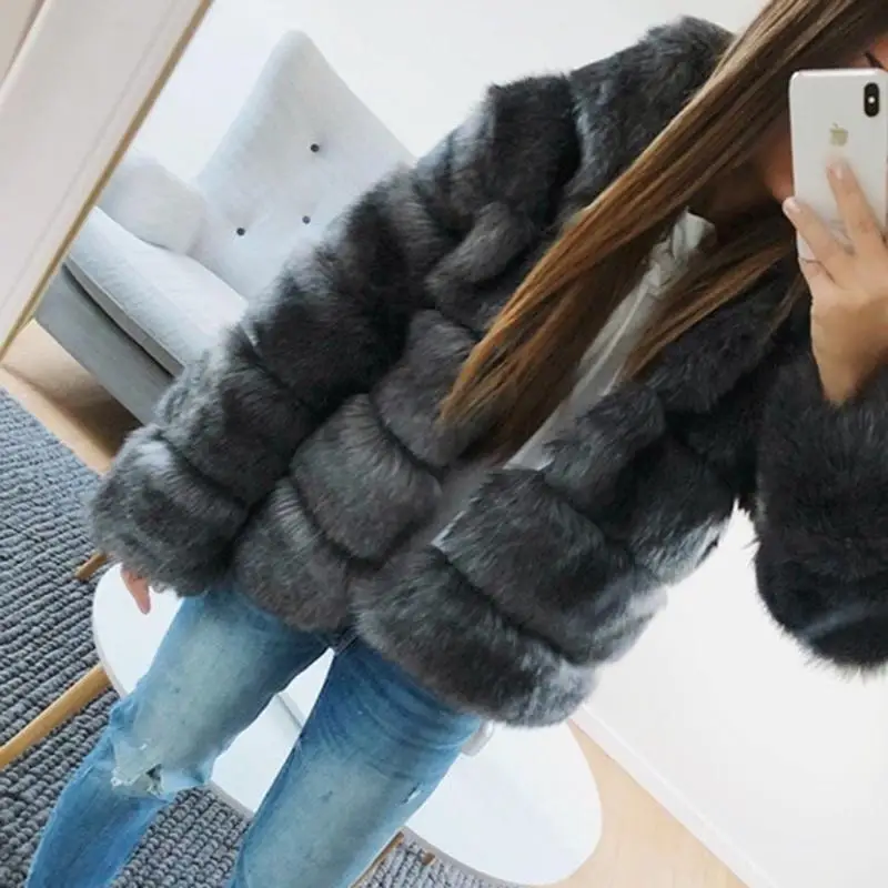 5XL Plus Size Faux Fur Coat Women Winter Hooded Thick Warm Jacket Coats Fluffy Hoodie Faux Fur Coat Outwear Elegant Overwear