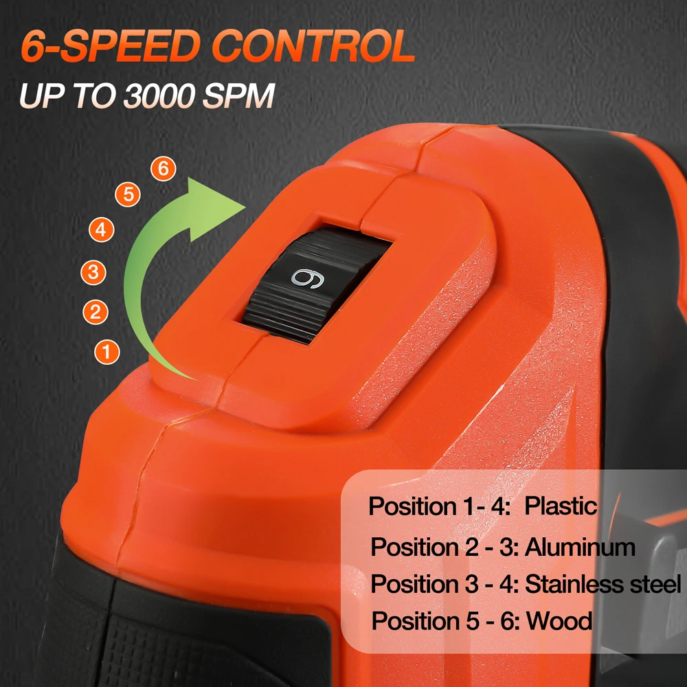 ValueMax-Sierra eléctrica multifunción de 600-850W, 6 velocidades variables, para carpintería, Metal y plástico, con 6 cuchillas