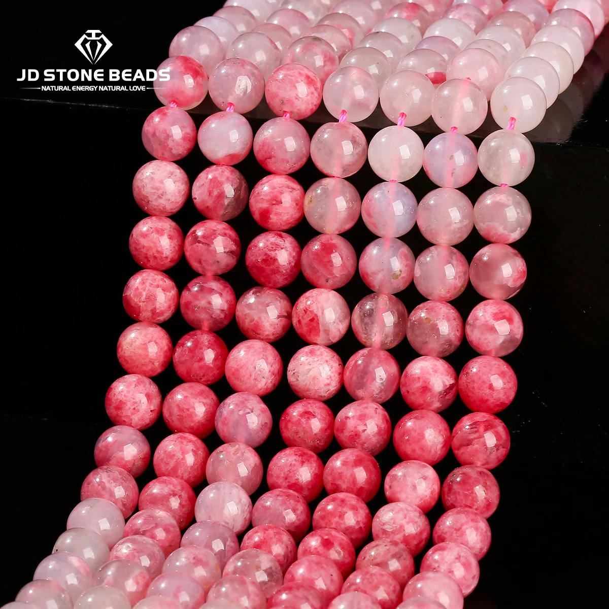 

Natural Gradient Color Cherry Blossom Rhodonite Beads Round Loose Spacer Bead For Jewelry Making DIY Necklace Bracelet Accessory