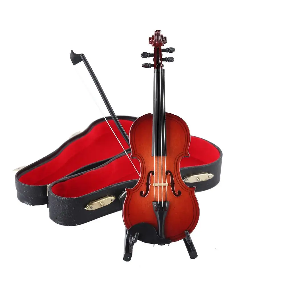 

Миниатюрная модель скрипки, реалистичная мини-декоративная скрипка, нефункциональная для дисплея, в комплект входит кожаная подставка для музыкальных тренировок