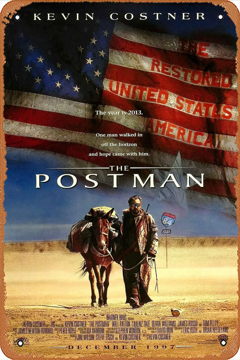 Metal sign The Postman (1997) Poster Vintage Metal Sign Wall Decor Garage Shop Bar Living Room Wall Art Tin Sign 8 X 12 Inch