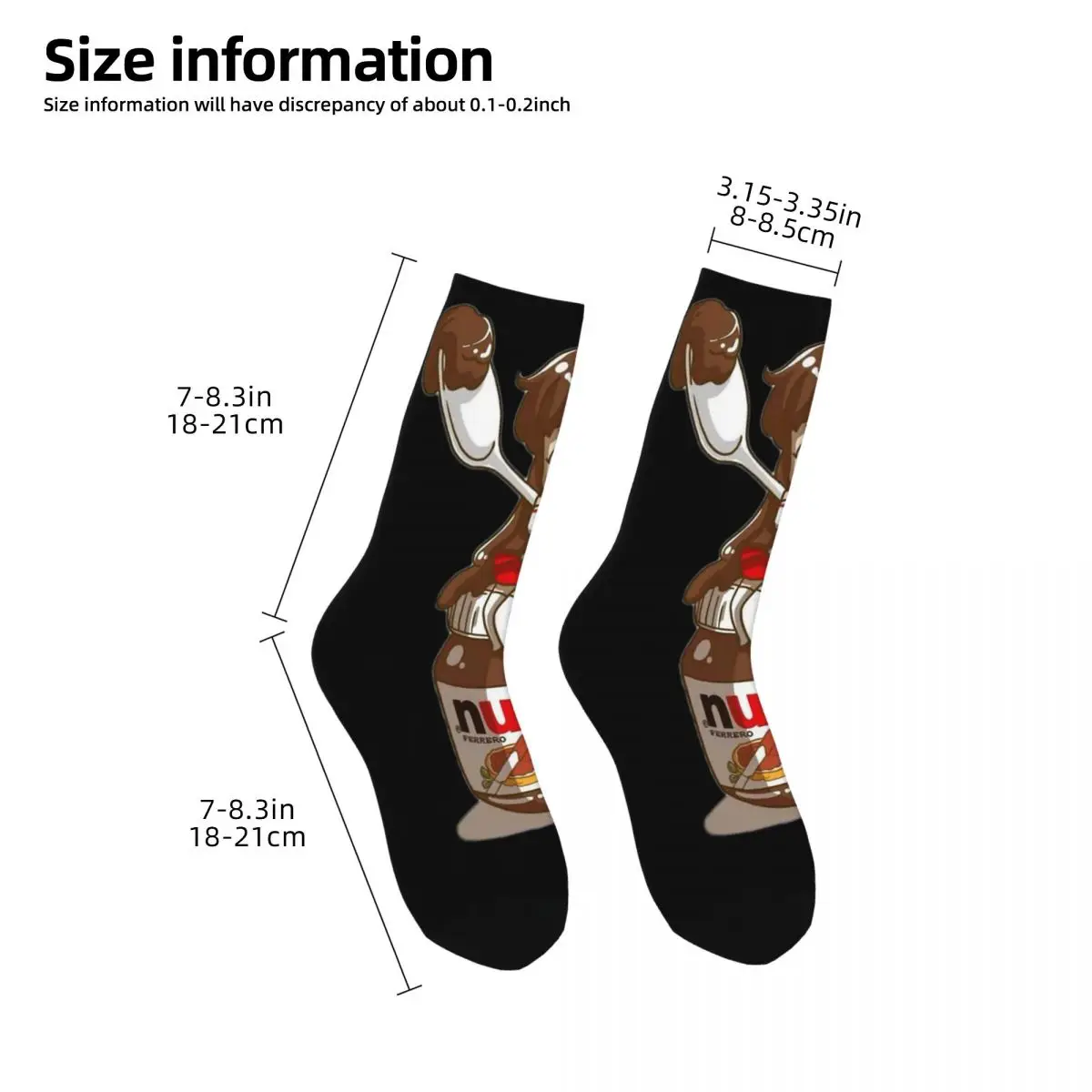 Calcetines de dibujos animados de Nutella para hombre y mujer, calcetín cálido con estampado 3D, estilo callejero, Unisex