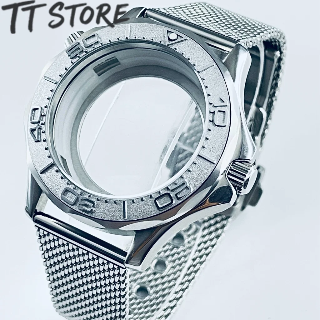 

Men's NH35 Watch Case Dial with Mesh Strap Bracelet Stainless Steel 10ATM Waterproof 41mm Fit for Seamaster 300 Models NH35/36
