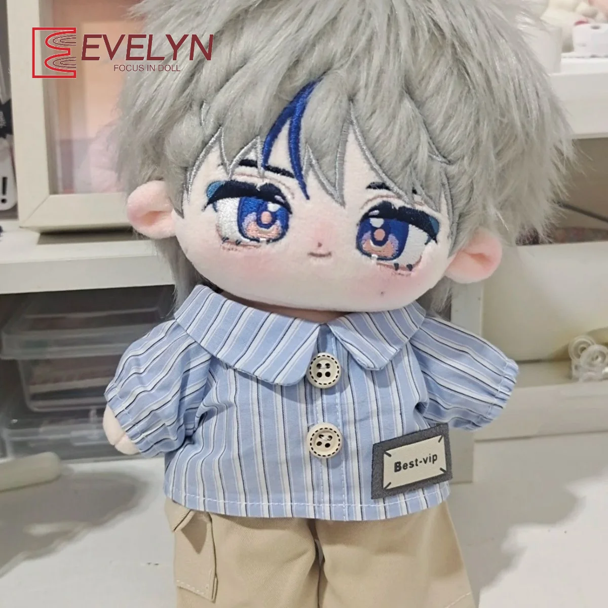 Evelyn 20cm Game Love and Deepspace Bjd /Cotton Doll Clothes Stripe Shirt Pants Outfit Plush Toy Clothing Dressing Up Kid's Gift