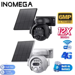 INQMEGA 8MP 12X Solar Camera Wifi surveillance camera 7800mAh Rechargeable Battery 5W Solar Panel PIR Human Detection PTZ Camera