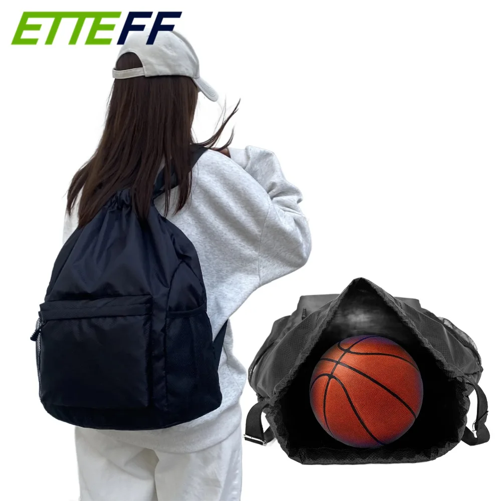 1PCS Waterproof Drawstring Bag, Lightweight String Backpack with Water Bottle Holder and Pockets, Gym Sports Cinch Sackpack
