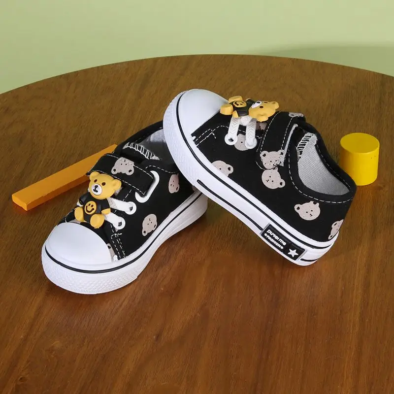 Winnie-Chaussures en toile de dessin animé ourson pour enfants, chaussures de planche pour enfants, chaussures de bébé pour hommes et femmes, 1 à 5 ans, printemps et automne