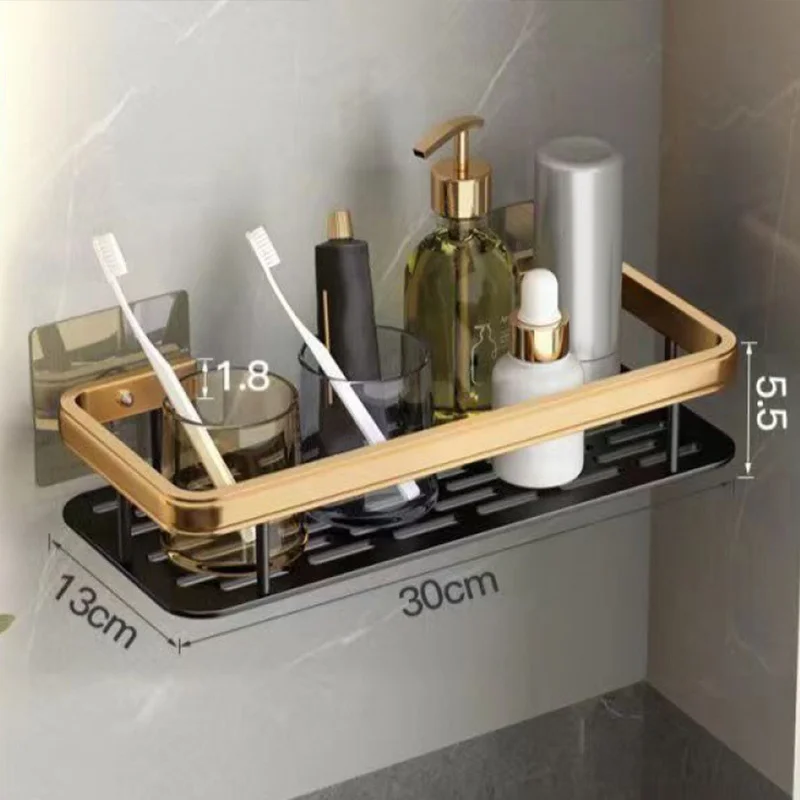 Bathroom Shelf Aluminum Alloy Shampoo Rack Kitchen Storage Organizer Shelves No Drill Corner Shelf Bathroom Accessories