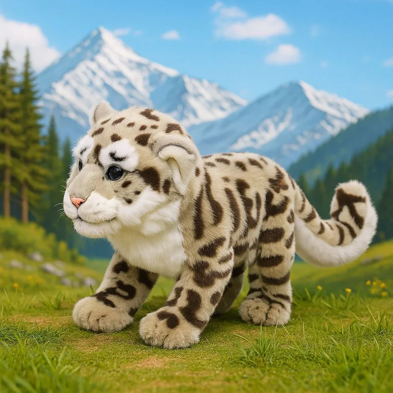 

Realistic Snow Leopard Plush Toy Soft Stuffed Animal Doll for Kids Cute Wild Cat Plushie Gift for Animal Lovers Home Decor Girls