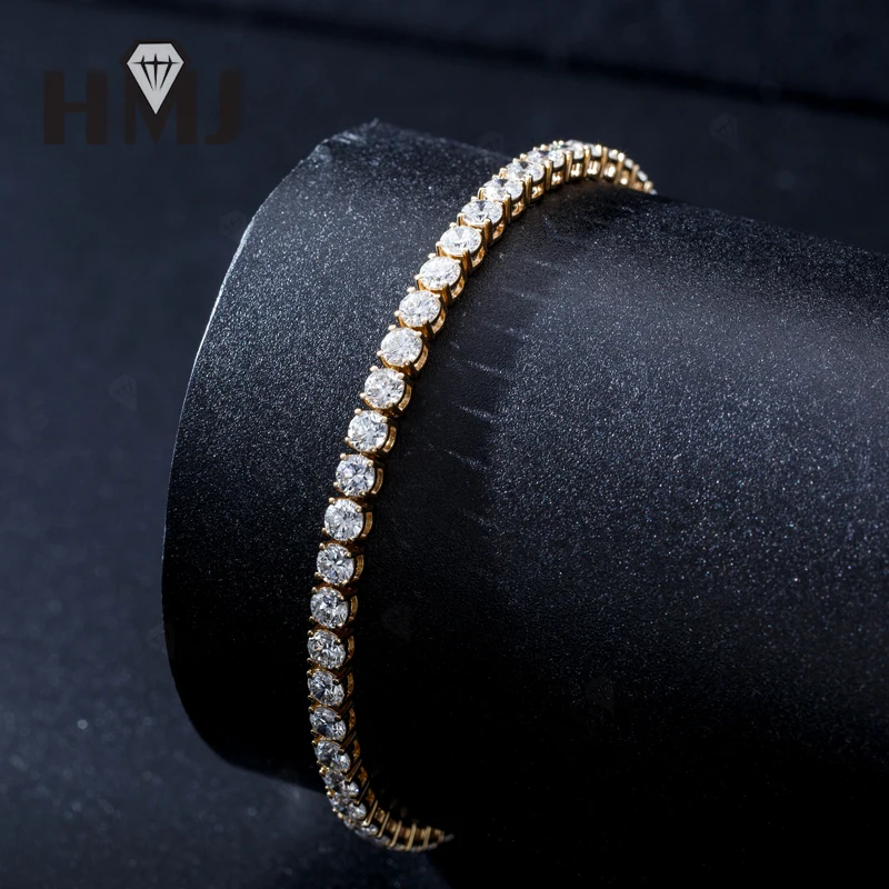 HMJ 10K Gold Tennisarmband mit Laborgezüchteten Diamanten 3,0mm Rundschliff 6/6,5/7/7,5/8 Zoll Hochzeitsschmuck Charms Hypoallergen – Detail 14