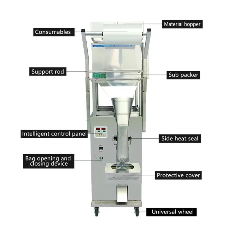 

10-500g Automatic Powder Granule Vertical Packing Machine for Chips Rice Sugar Salt Flour Pouch Pillow Factory Price
