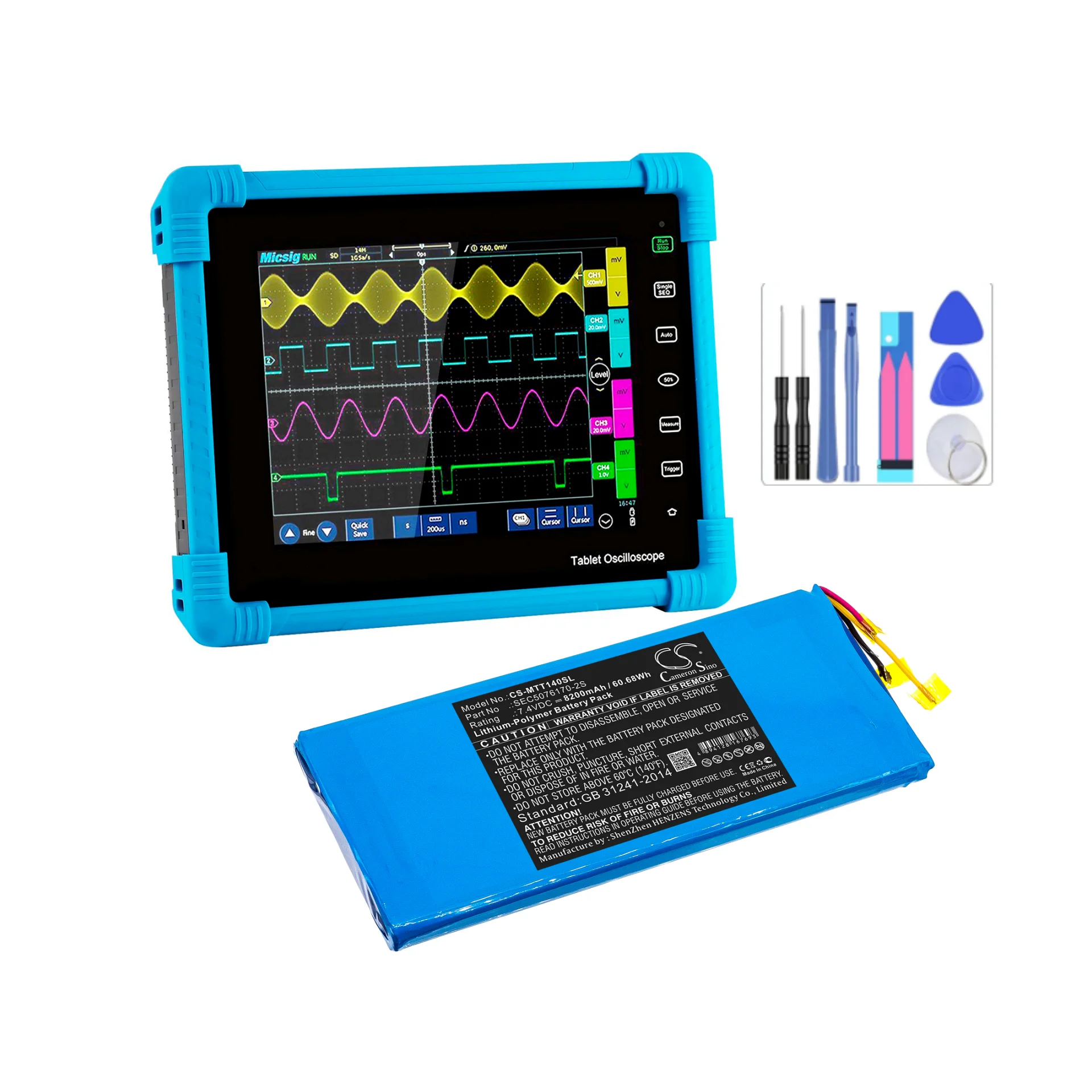 Diagnostic Scanner Battery For Micsig TO1000 TO1104+ STO1000 SEC5076170-2S Capacity 8200mAh / 60.68Wh Type  Li-Polymer