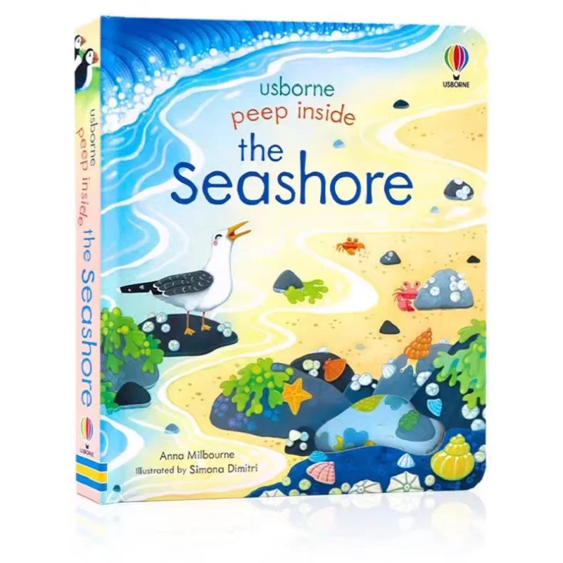 

Usborne Peep Inside The Sea shore English Learning Flap Picture Book Educational 3D Flap Picture Books Children Reading Book