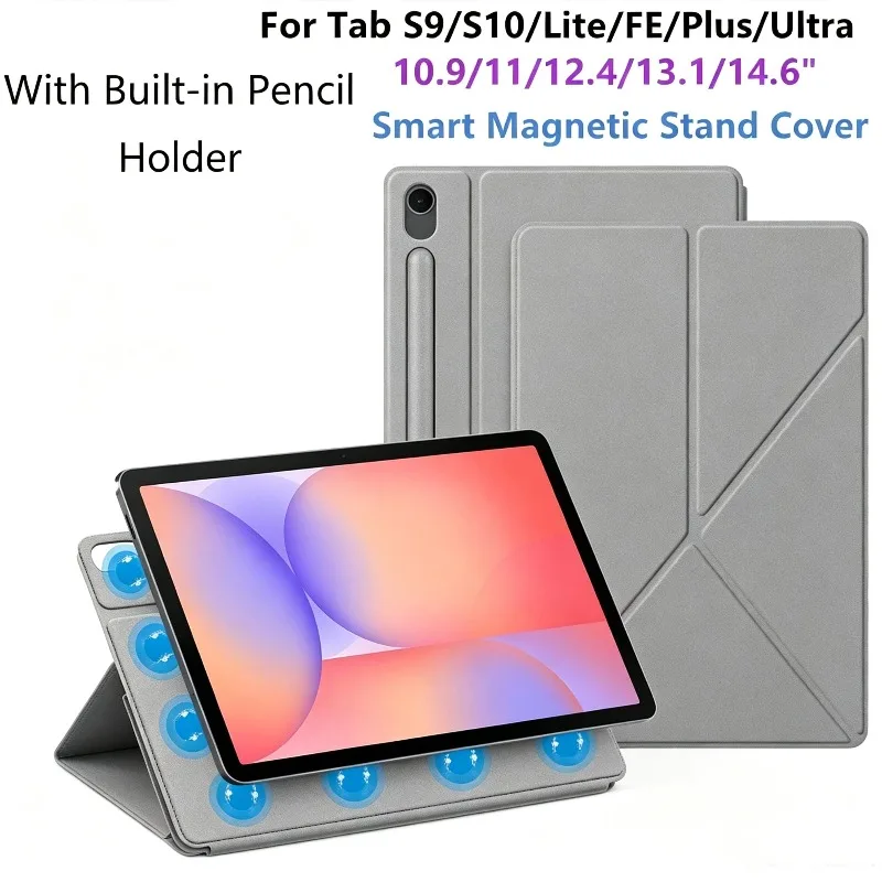 For Samsung Tab S10 Ultra 14.6 Case for Work Magnetic Stand with Pen Holder Tab S10+ S10 Lite S9 FE Plus 13.1 Smart Cover