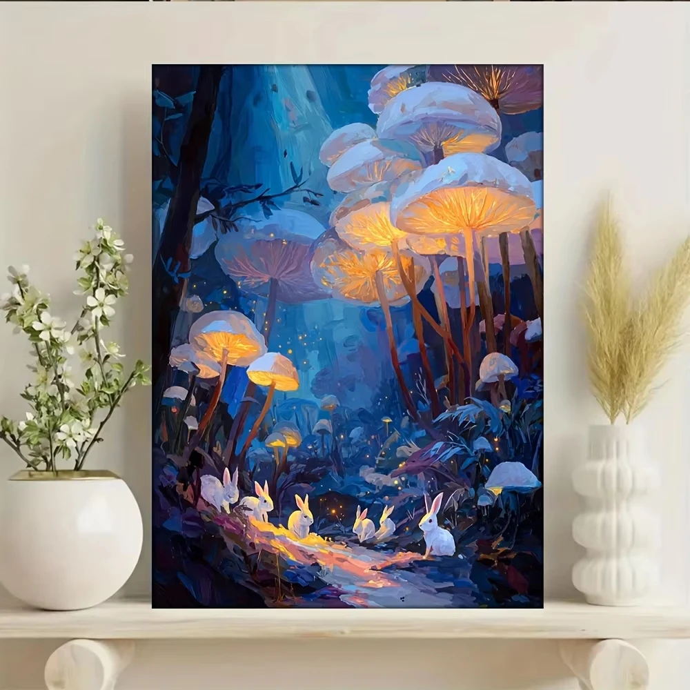 

500/1000/1200/2000PCS Puzzles for Adults Luminous Mushroom and Forest Painting, Jigsaw Puzzles Brain Games Gifts Home Decor